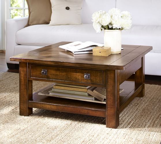 Pottery Barn BENCHWRIGHT SQUARE COFFEE TABLE, RUSTIC MAHOGANY pottery barn holiday gifts buy more save more sale