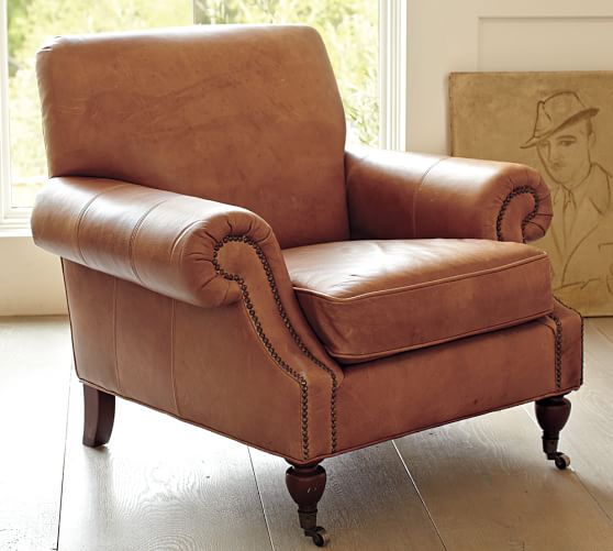 Pottery Barn BROOKLYN LEATHER ARMCHAIR Nailhead Trim pottery barn buy more save more sale