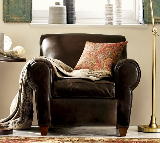 Pottery Barn MANHATTAN LEATHER ARMCHAIR Signature Espresso Pottery barn holiday gifts buy more save more sale