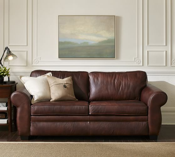 Pottery Barn PEARCE LEATHER SLEEPER SOFA pottery barn holiday gifts buy more save more sale