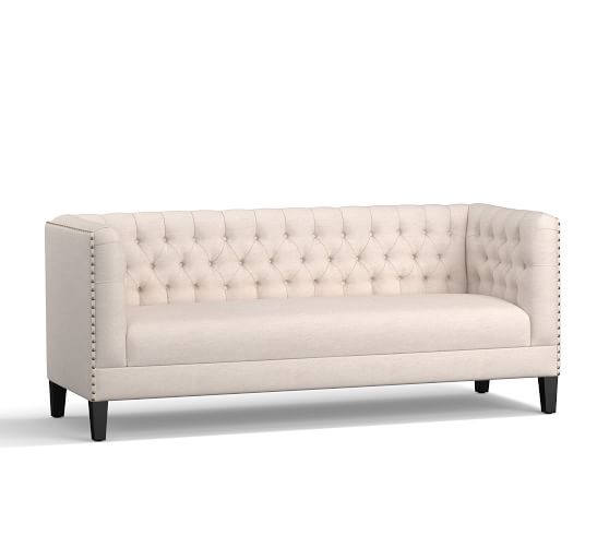Pottery Barn TUXEDO UPHOLSTERED SOFA Tufted Nailhead Trim pottery barn buy more save more sale