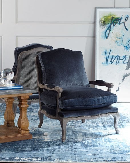 RIVERIA BERGERE CHAIR Dark Blue horchow friends and family holiday sale