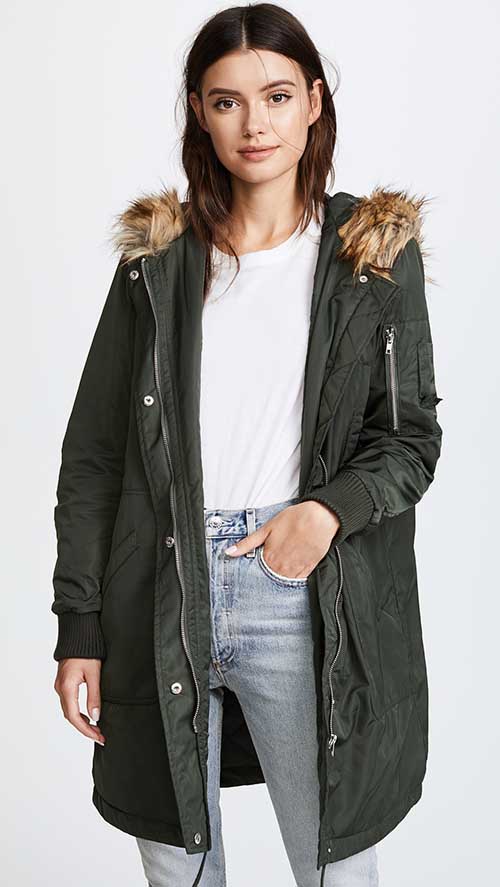 BB Dakota Hooded Anorak with Faux Fur Trim Army Green shopbop designer sale on sale
