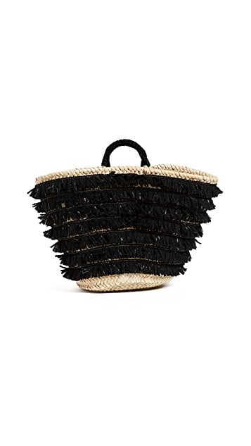 Caterina Bertini Fringe Straw Tote Black Natural shopbop designer sale on sale