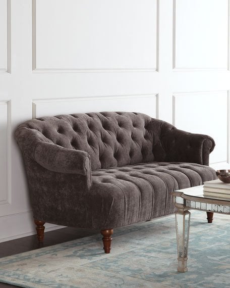 Eva Tufted Sofa Gray Horchow everyday value sale
