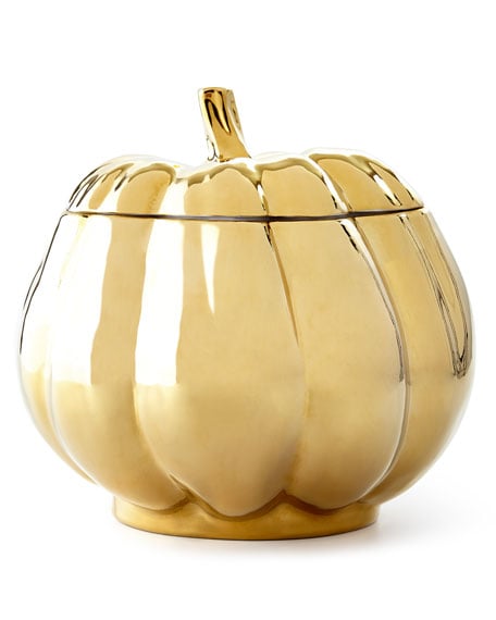 Large Pumpkin Serving Bowl with Lid Gold Horchow weekend flash sale