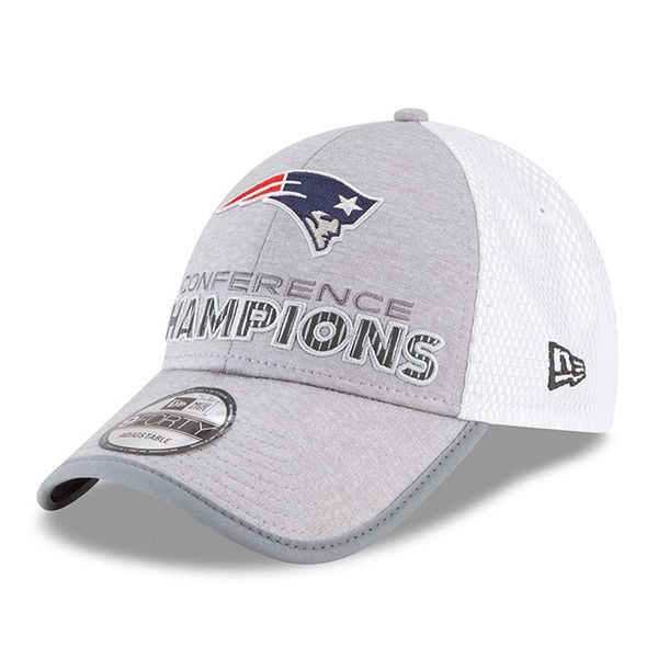 New England Patriots New Era 2017 AFC Champions Locker Room Trophy Collection 9FORTY Adjustable Hat – Heather Gray afc champions 2017 new england patriots locker room hats shirts men women kids