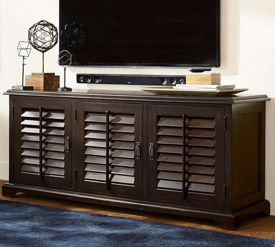 Pottery Barn HOLSTEAD SHUTTER LARGE MEDIA CONSOLE Heritage Espresso pottery barn premier sale