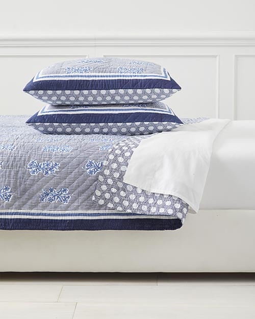 Serena and Lily Amalfi Quilt Navy Harbor Blue serena & lily free shipping sale