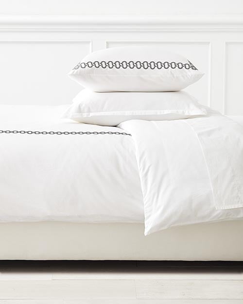 Serena and Lily Savoy Embroidered Duvet Cover White Pewter serena and lily free shipping sale
