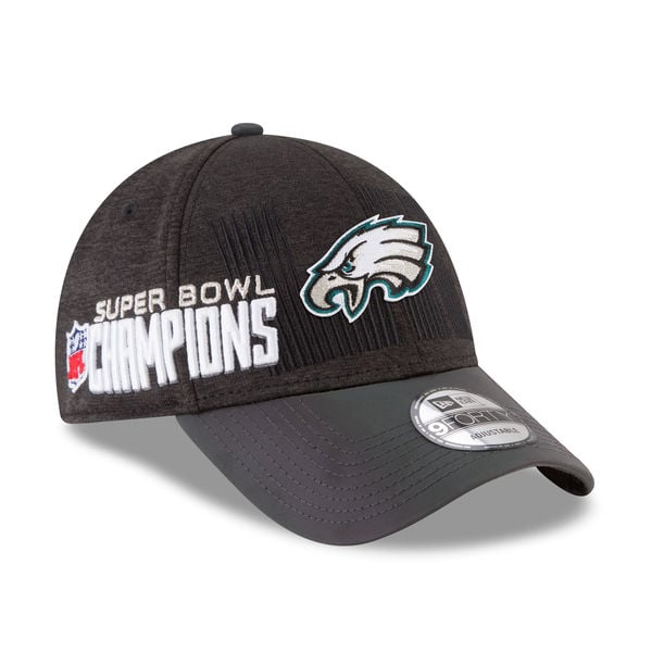 Philadelphia Eagles New Era Super Bowl LII Champions Trophy Collection Locker Room 9FORTY Adjustable Hat – Black Super bowl