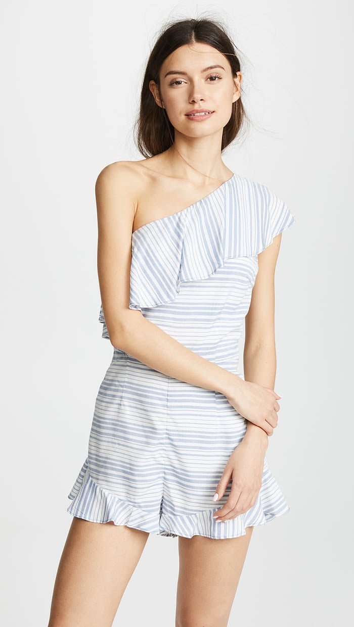 BB Dakota Colleen One Shoulder Romper Light Blue rompers spring women 2018