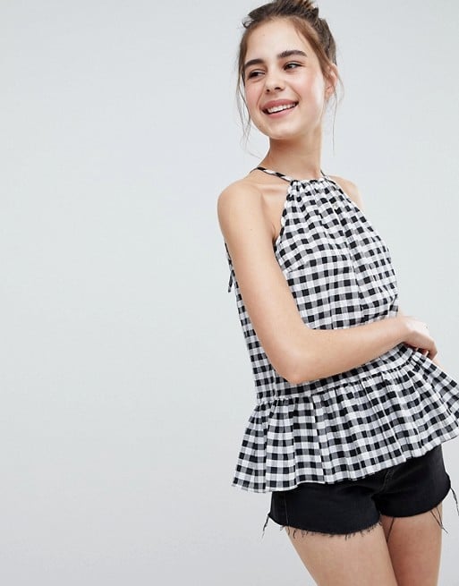 ASOS DESIGN trapeze sun top in black gingham tops spring summer 2018
