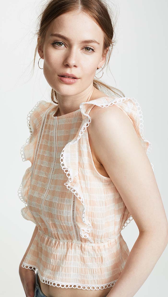 BB Dakota Lisanne Top Salmon Gingham check tops spring summer 2018