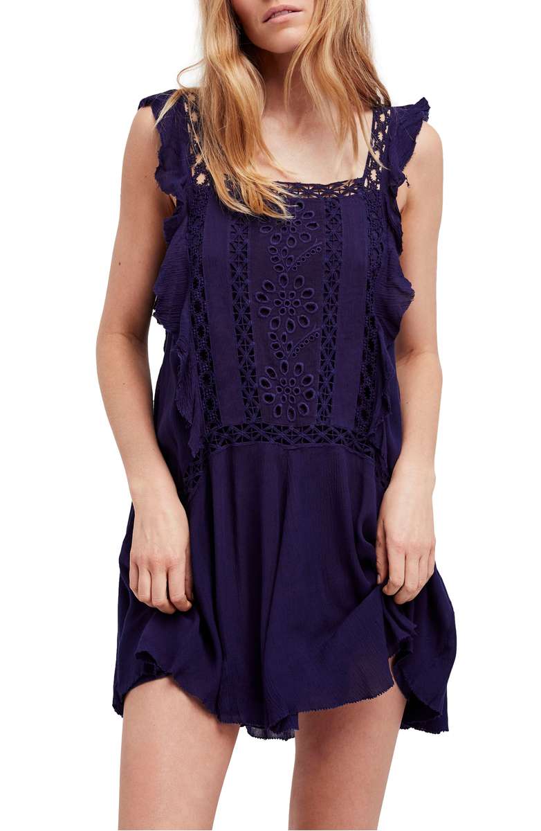 FREE PEOPLE Priscilla Minidress Navy Blue crochet dresses spring summer 2018