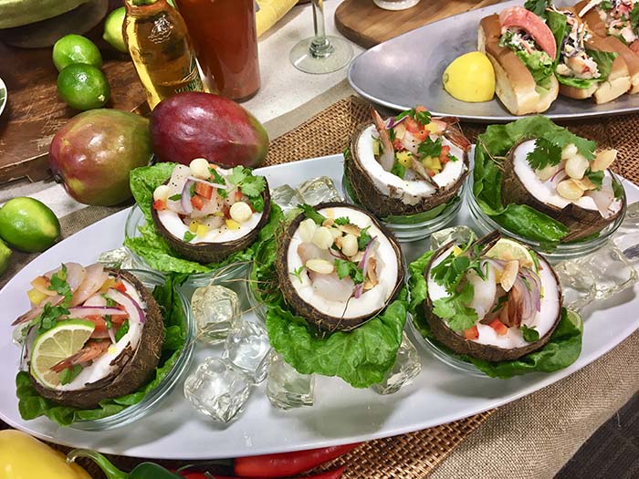 "Here we have shrimp ceviche and regular fish ceviche. It's served in a coconut shell. It's a great recipe, super simple, easy to execute, fast, approachable." - Margaritaville concept chef and "Margaritaville: The Cookbook" coauthor Carlo Sernaglia