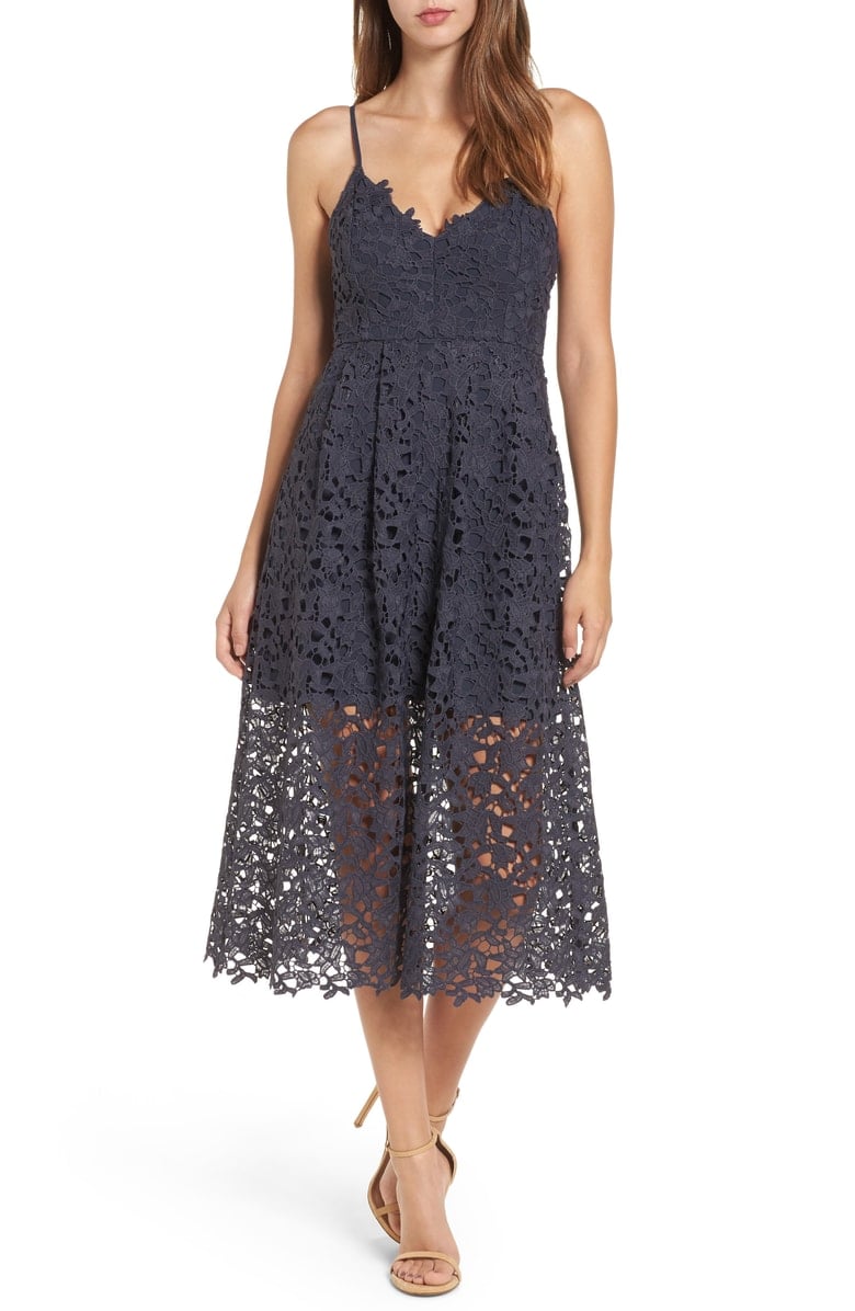 ASTR THE LABEL Lace Midi Dress Navy India Ink Blue lace dresses fall wedding guests