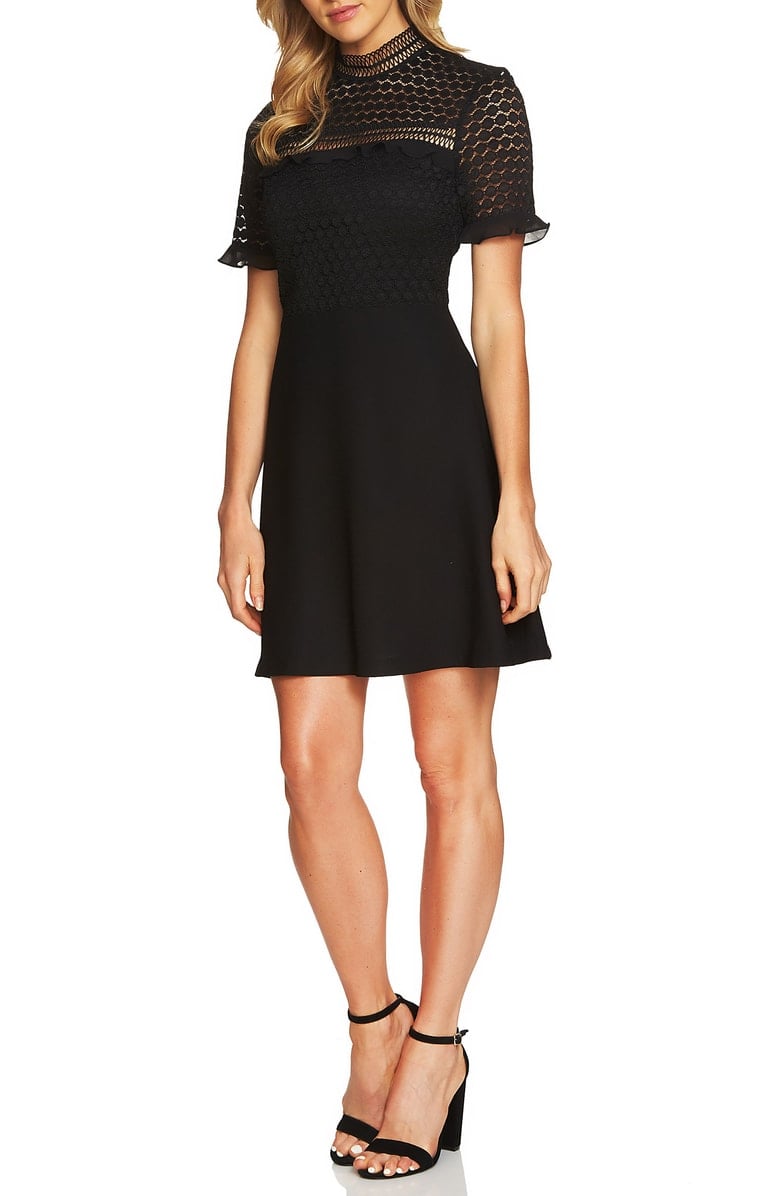 CECE Lillian Lace Fit & Flare Dress Black lace dresses fall wedding guests