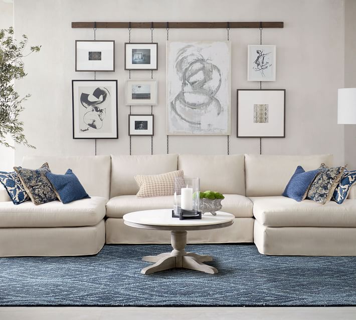 Pottery Barn Aidy Hand Tufted Wool Rug - Blue