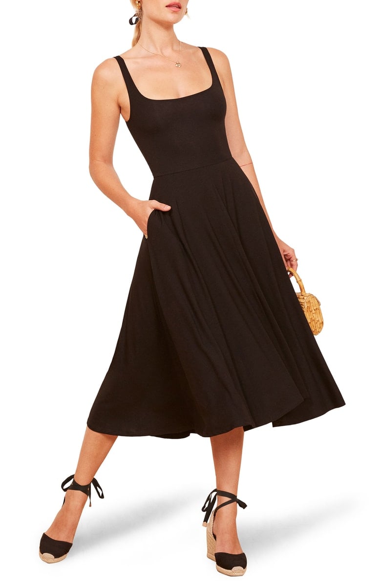 REFORMATION Rou Midi Fit & Flare Dress Blush fall dresses under 100 dollars