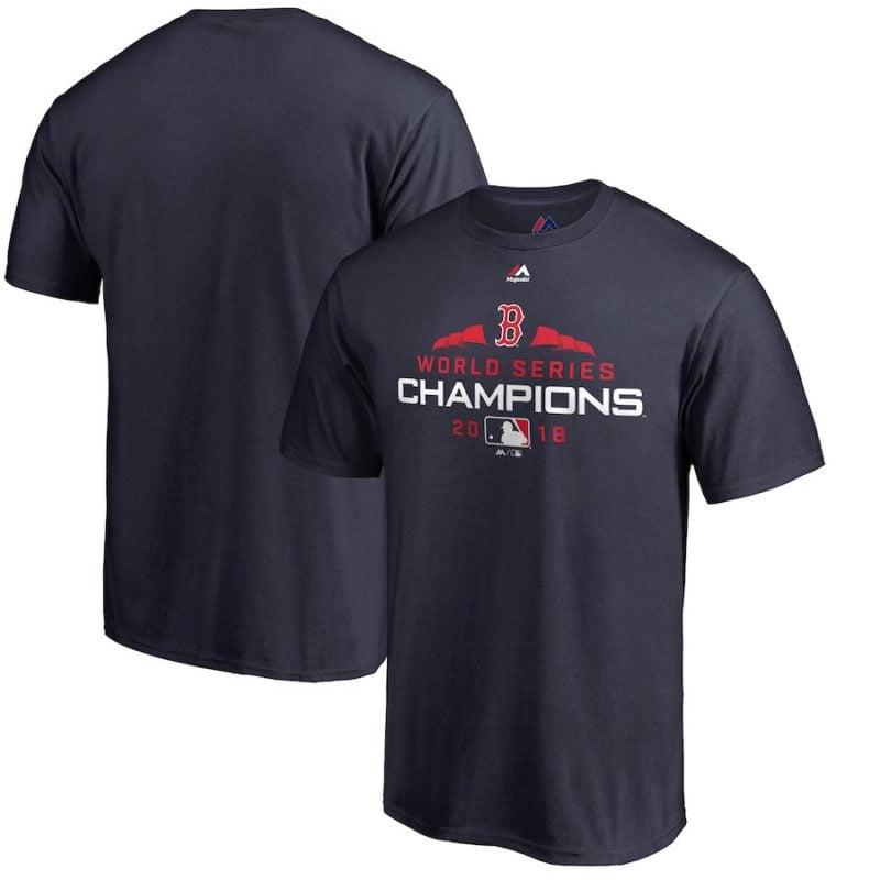 Boston Red Sox Majestic 2018 World Series Champions Executive Logo T-Shirt – Navy boston red sox 2018 world series championship