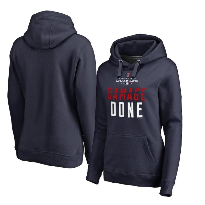 Boston Red Sox Majestic Women's 2018 World Series Champions Hometown Pullover Hoodie – Navy Blue Damage Done boston red sox 2018 world series champions