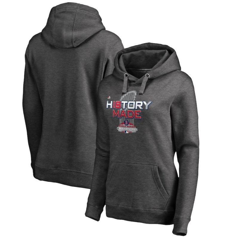 Boston Red Sox Majestic Women's 2018 World Series Champions Locker Room Pullover Hoodie – Charcoal boston redsox 2018 world series championship