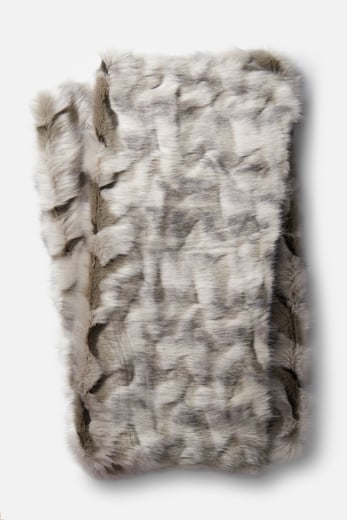 Lulu and Georgia BLAIRE FAUX FUR THROW, LIGHT GRAY faux fur throw blankets fall winter holiday gifts