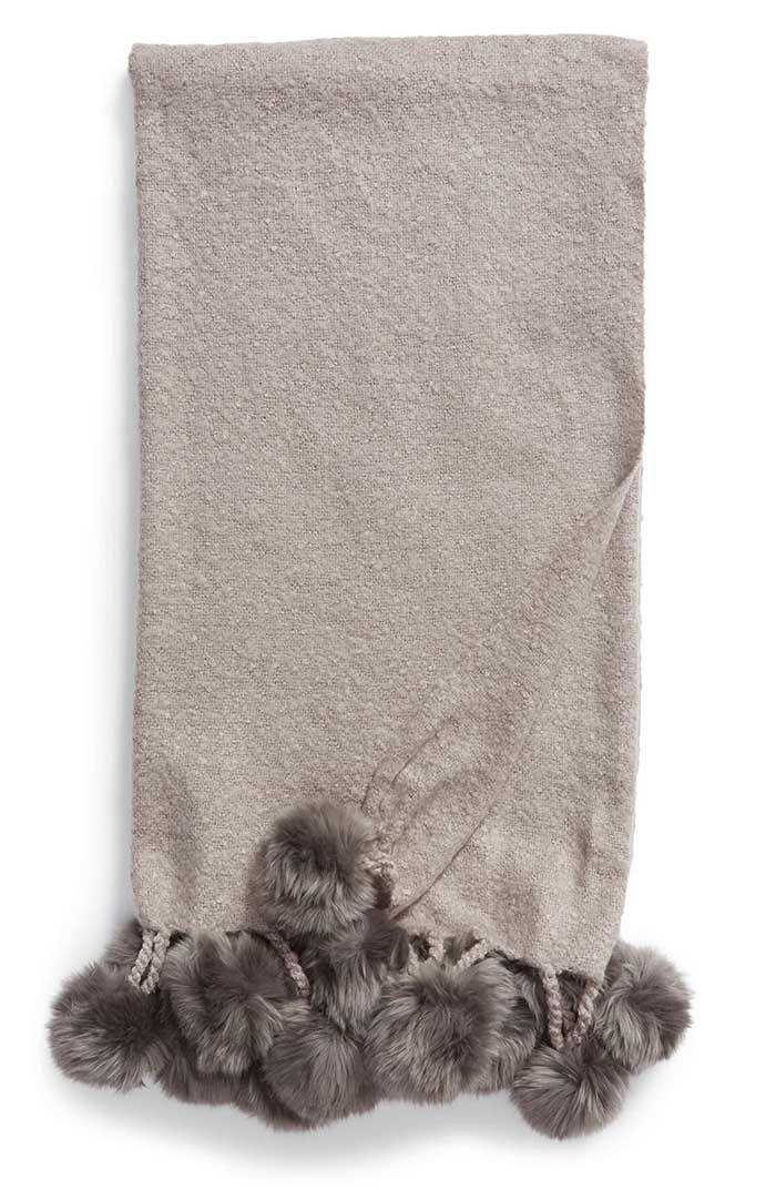 NORDSTROM AT HOME Faux Fur Throw Blankets Grey Frost