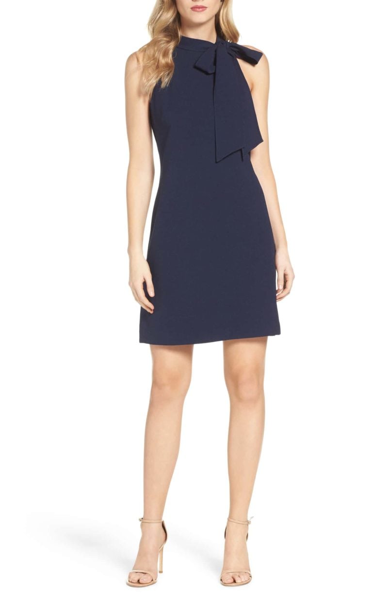 VINCE CAMUTO Halter Tie Neck A-Line Dress Navy Blue easter dresses women candie anderson
