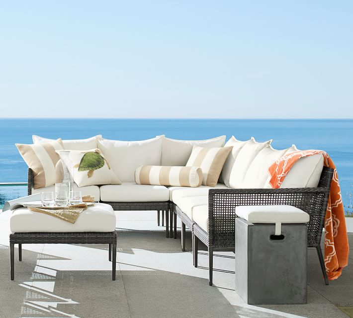 Pottery Barn CAMMERAY ALL-WEATHER WICKER SECTIONAL SET wicker sectionals