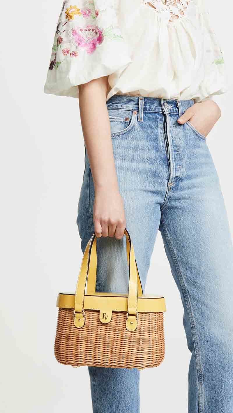 Frances Valentine Arielle Wicker Satchel Natural Canary wicker handbags spring summer 2019