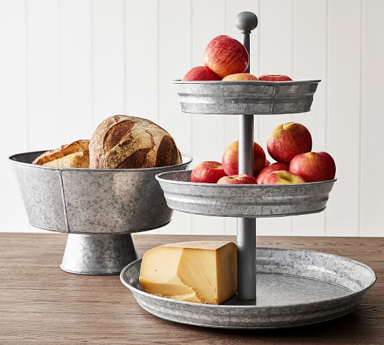 Pottery Barn GALVANIZED METAL THREE TIERED STAND pottery barn outdoor sale