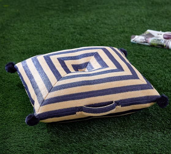 Pottery Barn OUTDOOR FAUX NATURAL FIBER STRIPE FLOOR CUSHION pottery barn outdoor sale