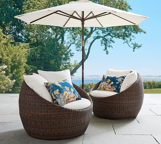Pottery Barn TORREY ALL-WEATHER WICKER PAPASAN CHAIR, ESPRESSO pottery barn outdoor sale