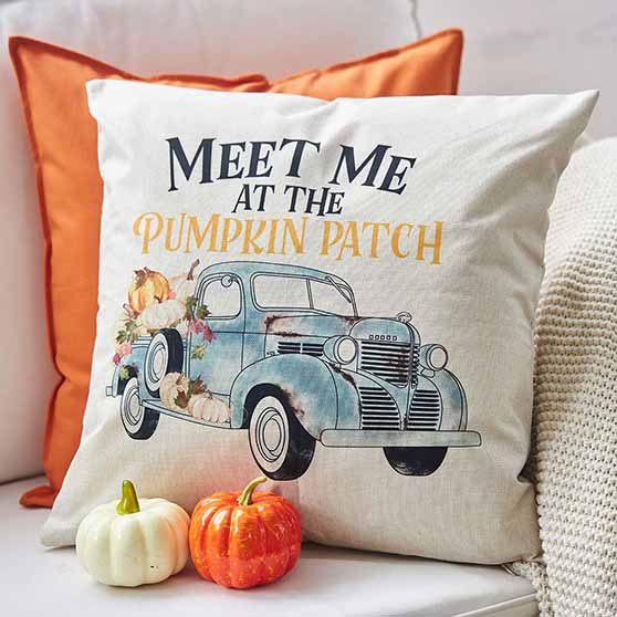 Meekio Fall Throw Pillow Covers 18" x 18" with Pumkin Truck for Farmhouse Fall Decorations fall farmhouse throw pillows