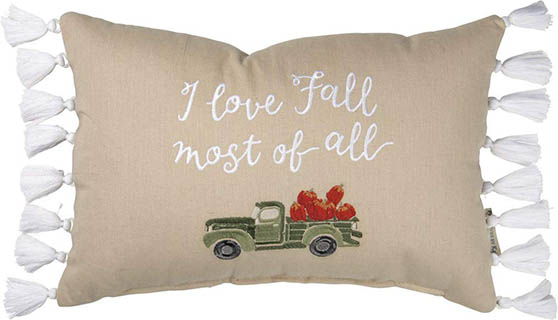 Primitives by Kathy Stitch Art Throw Pillow, 15 x 10-Inch, I I Love Fall Most of All fall farmhouse throw pillows