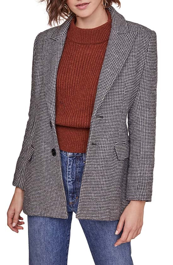ASTR The Label Arlo Houndstooth Check Blazer Black White Houndstooth blazers fall 2019