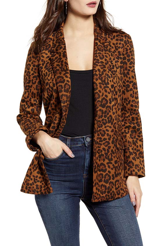 BLANKNYC Leopard Print Faux Suede Blazer blazers fall 2019