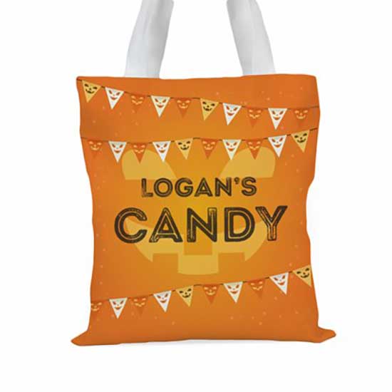 Candy Personalized Kids Large Halloween Trick or Treat Tote Bag bags