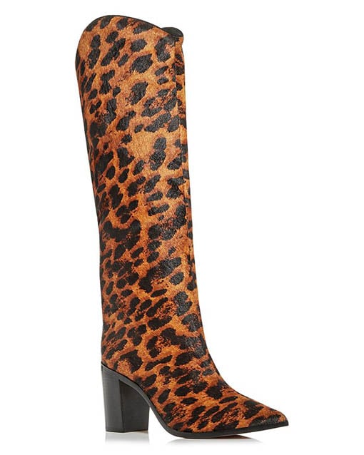 SCHUTZ Women's Atasha Leopard Print Calf Hair Block-Heel Boots women