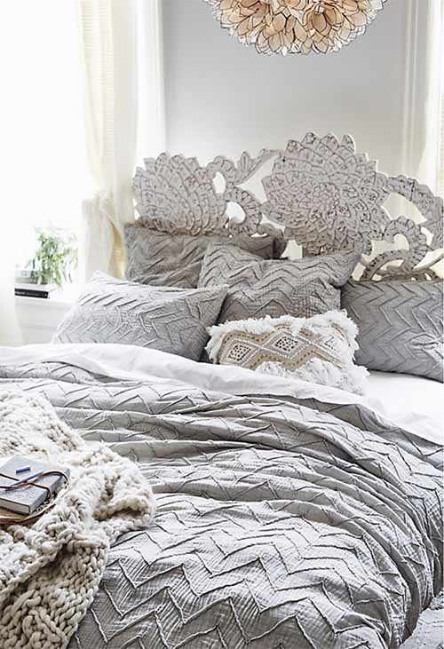 Textured Chevron Duvet Cover Light Grey gray bedding