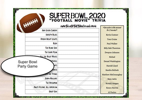 31Flavorsofdesign Super Bowl Football Movie Trivia Game super bowl liv party games