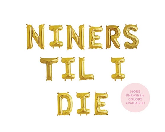 CouronneParties Niners Til I Die Balloon Banner Gold super bowl liv party