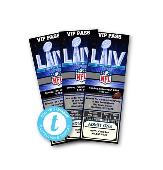 PoppPaperie Super Bowl 2020 Football ticket liv