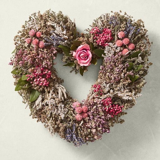 Williams Sonoma Pink Rose Garden Heart Wreath valentines day wreaths