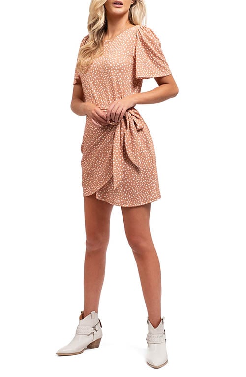 BLU PEPPER Dot Tie Waist Knit Minidress Light Rust Multi wrap dress polka dots