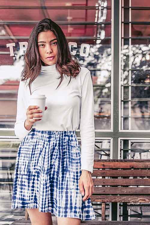 LeighannDesignsShop Indigo Tie Dye Women's Skater Skirt summer fashion