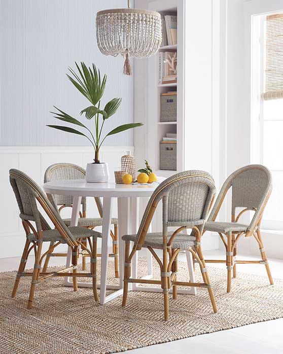 Serena and Lily Malibu Chandelier White Gold Beads Hemp Rope Frayed Tassels coastal inspired home dining room nursery bedroom living room beach