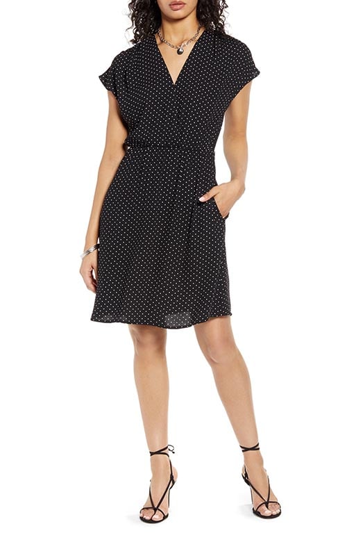 Halogen Faux Wrap Dress Black Ivory Dot polka dot dresses summer 2020 fashion trend women